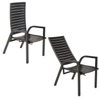MX Gartensessel Siros 2er Set verstellbar Gasdruckfeder Aluminiumgestell Graphit